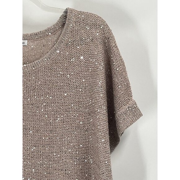 WDNY Gold Sequin Sweater Short Sleeve Holiday Festive Glam Sz 2X - Picture 2 of 5